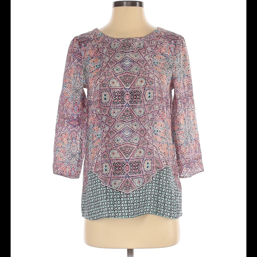 Maeve 3/4 sleeve silk top. size 6